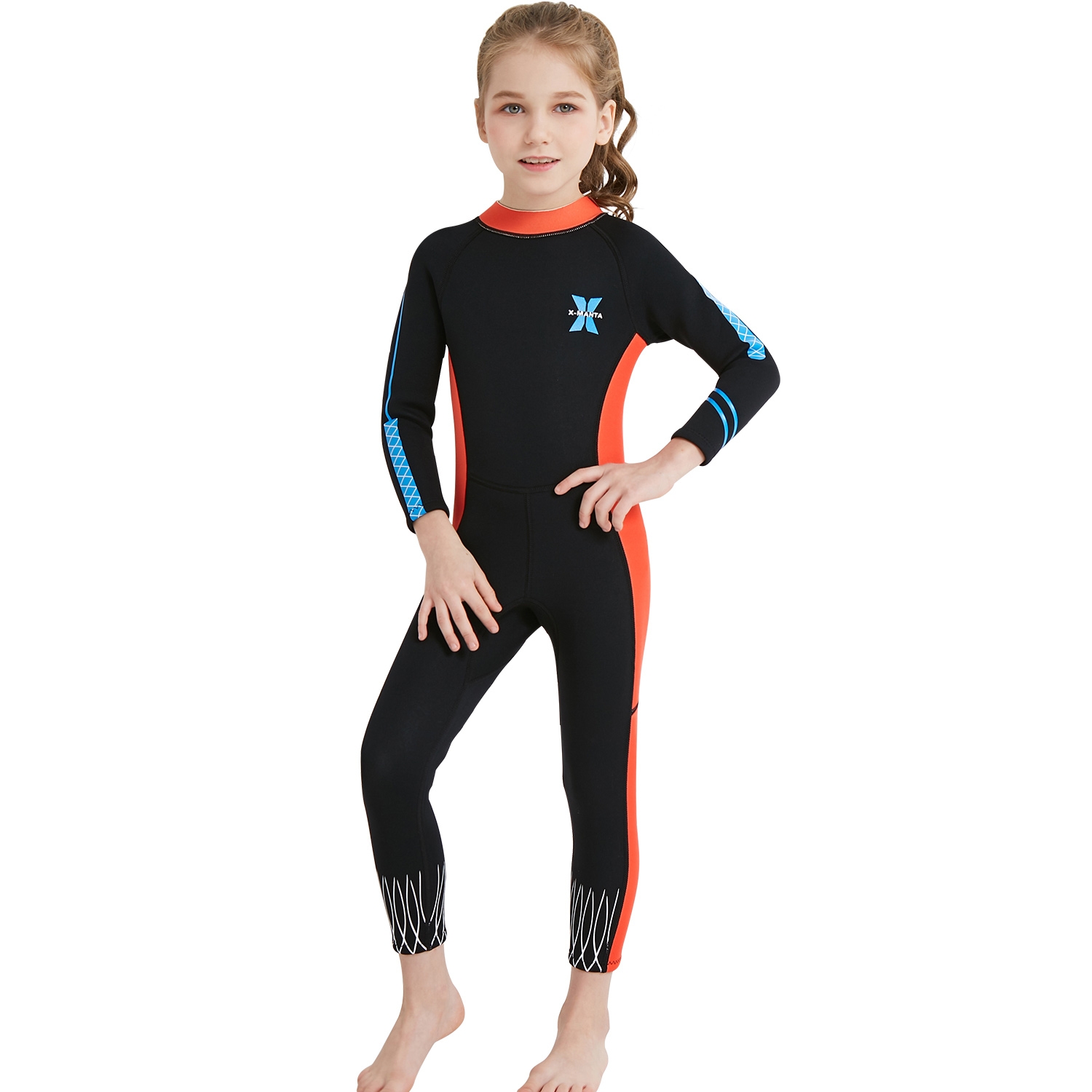 long sleeve one-piece girl children wetsuit swimming suit swimwear - TiaNex
