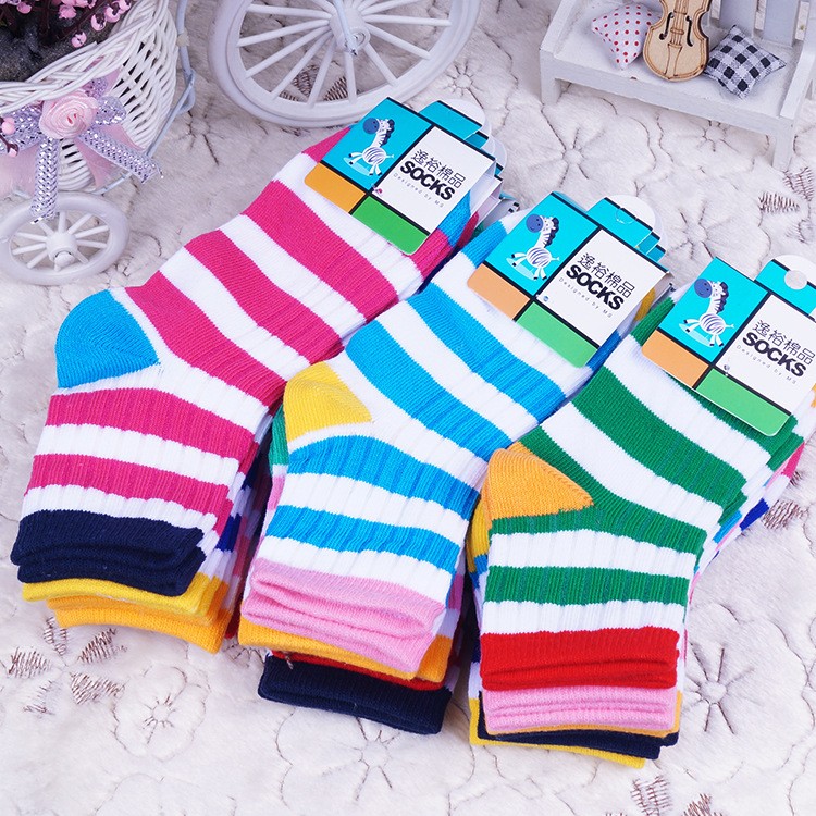 stripe rainbow cotton sock for children - TiaNex