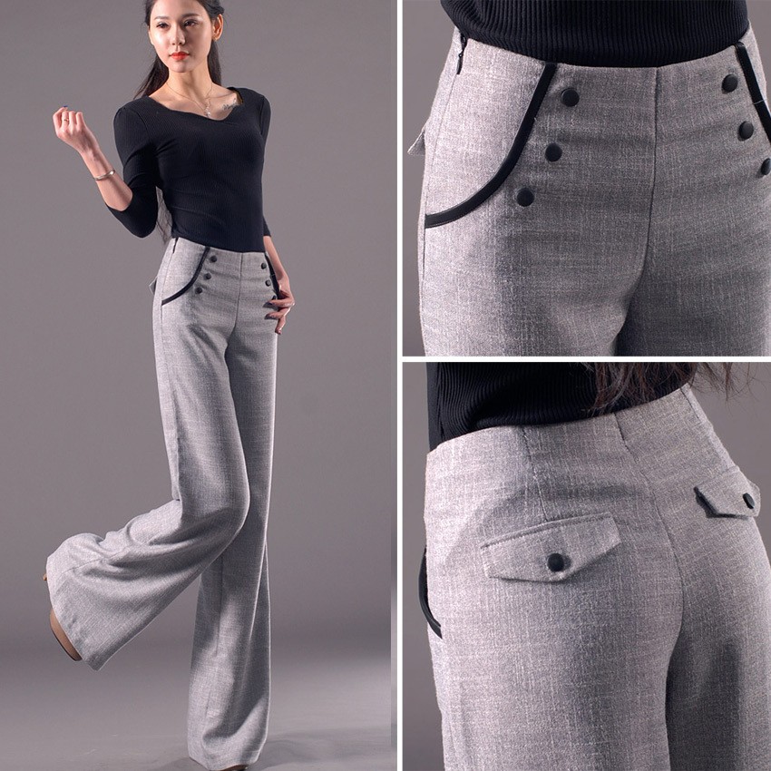 Korea line fabric big horn leg women's flare jeans bell bottoms pants