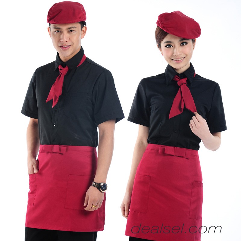 summer high quality fabric coffee bar waiter waitress uniform shirt - TiaNex