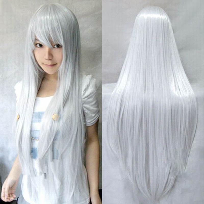 Silvery white grows straight hair
