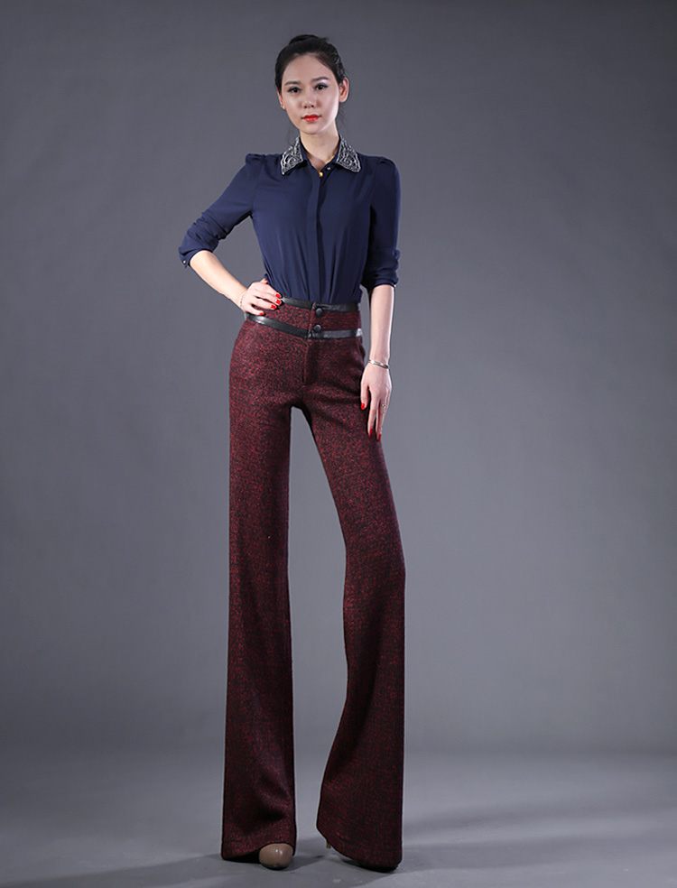 fashion wool work office style women's flare pant,formal toursers - TiaNex