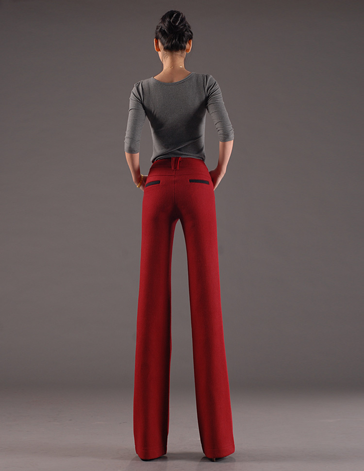 lengthen woolen straight leg woman large flare pants trouser - TiaNex