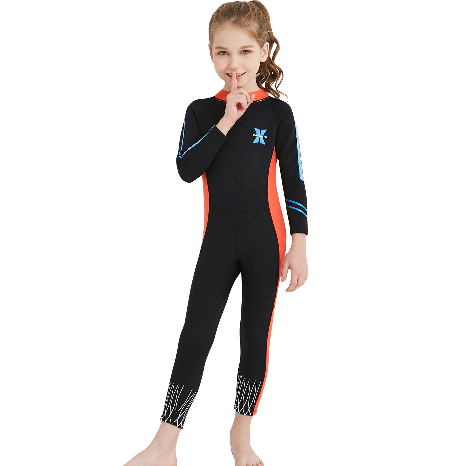 long sleeve one-piece slim fit children wetsuit swimming suit for girl ...