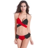 fashion cross patchwork lady bikini swimwear Color red-black