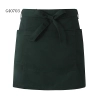 solid color unisex design short apron for waiter chef Color blackish green apron