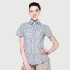 summer short sleeve grid fast food waiter shirts cafe lounge uniforms Color women black grid shirt