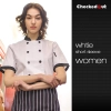 high quality stripes print collar short sleeve chef jacket Color women chef jacket