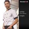 unisex stripes print collar short sleeve summer chef jacket Color men chef jacket