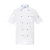 hot sale classic reefer collar unisex chef coat  short sleeve Color unisex white (sapphire hem buttons) coat
