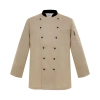 hot sale classic reefer collar unisex chef coat for men or women chef Color unisex beige (black collar) coat