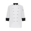 hot sale classic reefer collar unisex chef coat for men or women chef Color unisex white (black collar) coat