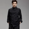 hot sale good quality black chef coat jacket Color unisex black(grey hem) coat