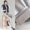 winter warm breathable fleece leather women pant legging Color silver