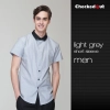 fashion grey contrast collar  restaurant dealer shirt  uniform Color short sleeve light grey men shirt