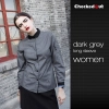 fashion grey contrast collar  restaurant dealer shirt  uniform Color long sleeve dark grey women shirt