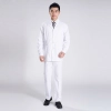 classic front opening  men nurse doctor uniform suits ( jacket and tousers) Color white coat and trousers