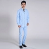 classic front opening  men nurse doctor uniform suits ( jacket and tousers) Color light blue coat and trousers