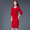 formal split business office work uniform dress Color red