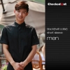 fashion contrast collar shirt office restaurant uniform Color men short sleeve black (twill collar) shirt