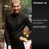 fashion contrast collar shirt office restaurant uniform Color women long sleeve black(twill collar) shirt