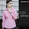 stripes design short  long sleeve shirt tops for restaurant Color long sleeve pink shirt for women