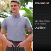 stripes design short  long sleeve shirt tops for restaurant Color short sleeve light blue shirt for men