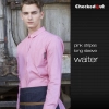 stripes design short  long sleeve shirt tops for restaurant Color long sleeve pink shirt for men