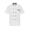 black contrast collar short sleeve unisex chef blouse Color white checkered collar coat