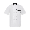 black contrast collar short sleeve unisex chef blouse Color white black collar coat