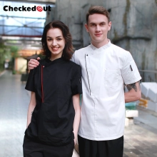 fashion right opening unisex chef pullover coat for restaurant kitchen