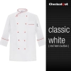 France design unisex double breasted  chef jacket coat restaurant chef uniform Color white red hem button coat