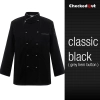 France design unisex double breasted  chef jacket coat restaurant chef uniform Color black grey hem button coat