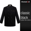 France design unisex double breasted  chef jacket coat restaurant chef uniform Color black golden hem button coat