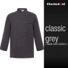 France design unisex double breasted  chef jacket coat restaurant chef uniform Color grey black hem