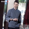 2016 fashion black color invisible button chef jacket workswear uniform Color grey chef coat