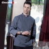 2016 new design fashion invisible button long sleeve chef work wear uniform