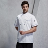 summer sideway collar chef jacket chef uniform Color unisex white (sapphire hem) coat