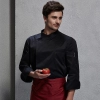 contrast hem overlap invisible button chef uniform coat Color unisex black coat