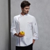fashion invisible button chef uniform coat bread shop uniform Color unisex white (red hem) coat