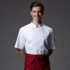 stripes collar cuff fashion cook chef jacket chef uniform Color unisex white coat