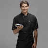 stripes collar cuff fashion cook chef jacket chef uniform Color unisex black coat