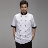 stripes collar cuff fashion cook chef jacket chef uniform Color unisex white(stripes collar) coat