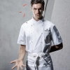 short sleeve snap button design chef jacket suit Color unisex white coat