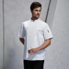 fashion Asian restaurant food kitchen chef jacket uniform Color unisex white(black hem) coat