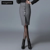 Europe design woolen fabric button lady skirt