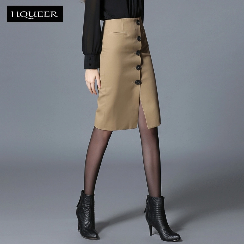 Europe design autumn winter front button fashion skirt