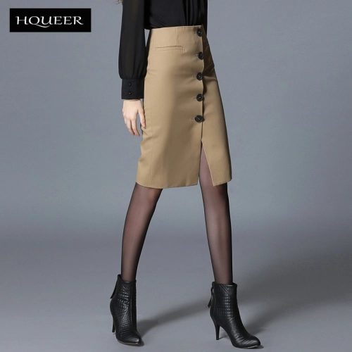 Europe design autumn winter front button fashion skirt