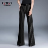 Europe wide stripes young women flare pant trousers