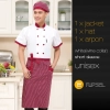 unisex summer short sleeve wine chef coat Color white(red collar)